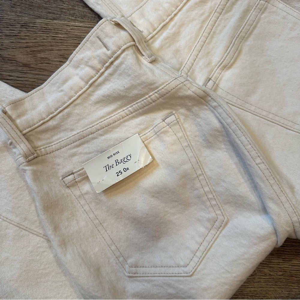 Abercrombie & Fitch Vintage Comfort Stretch Curve Love Mid Rise Baggy Cream Jean - Picture 9 of 9